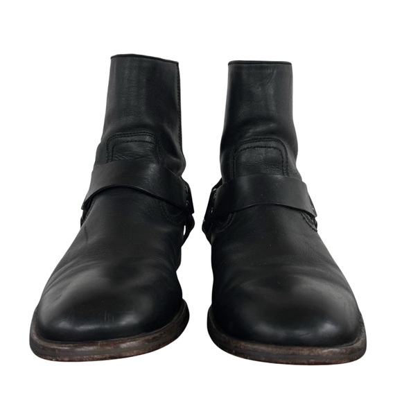 Men's Frye Phillip Harness Short Leather Boots Black Moto Ankle Zipper | Sz 8.5 - Picture 4 of 9